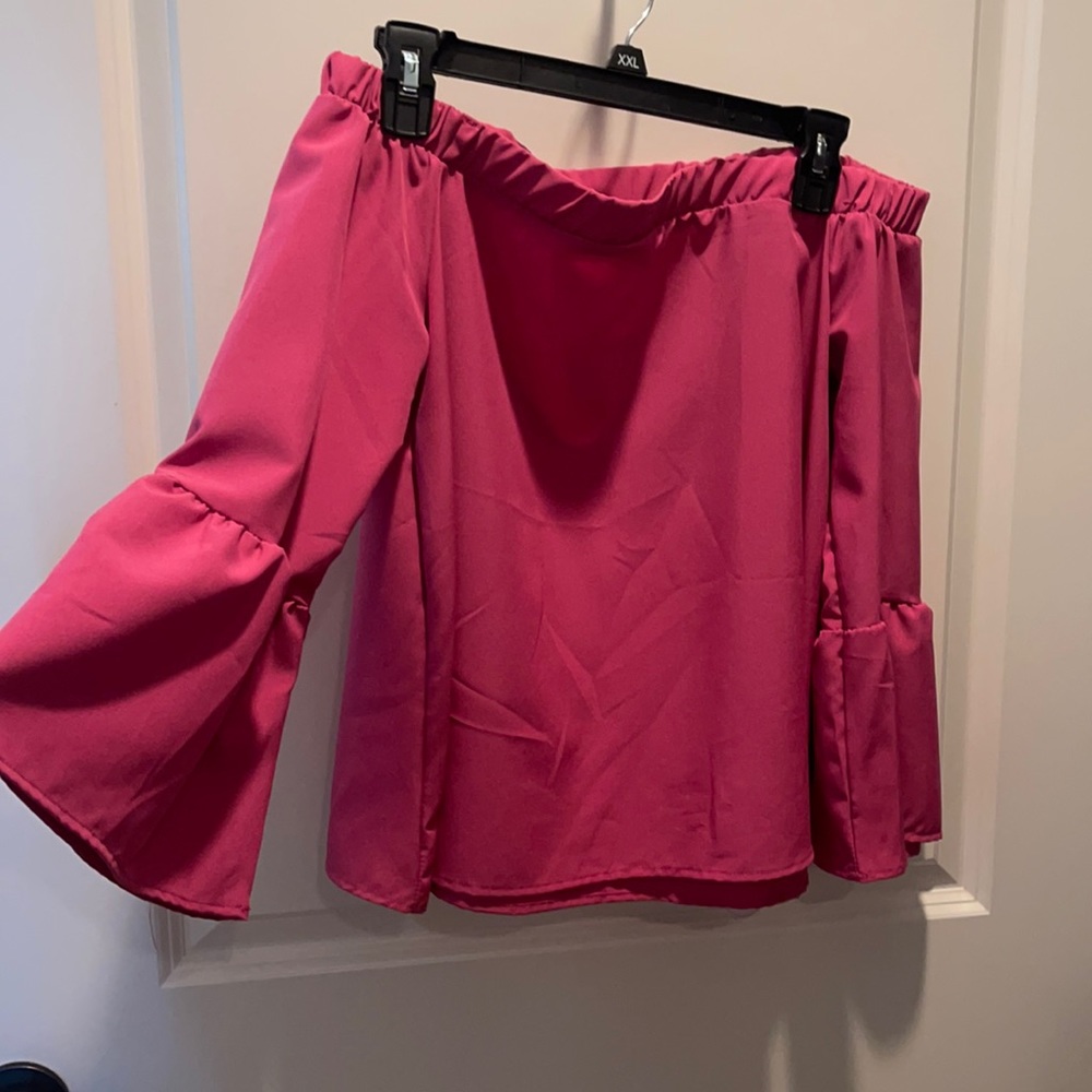 Pink off shoulder silky top